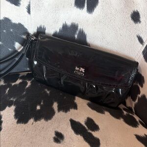 Coach Patent Leather Black Clutch Wristlet